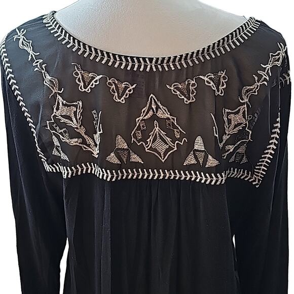 Womens Sz 1X Black Shear Babydoll Silver Embellished Whimsigoth Grunge Goth Top - Picture 4 of 10
